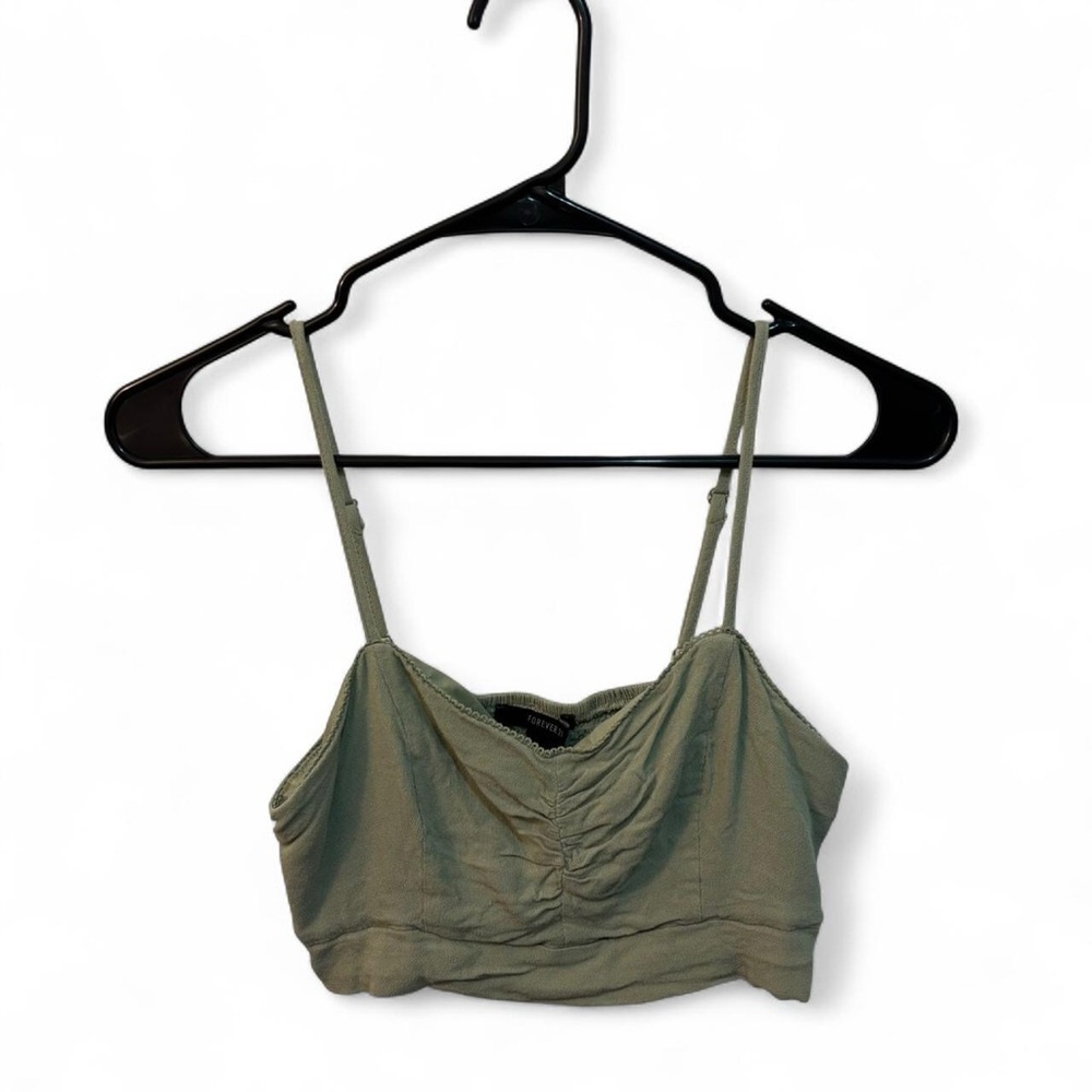 Olive green Forever 21 ruched crop top
